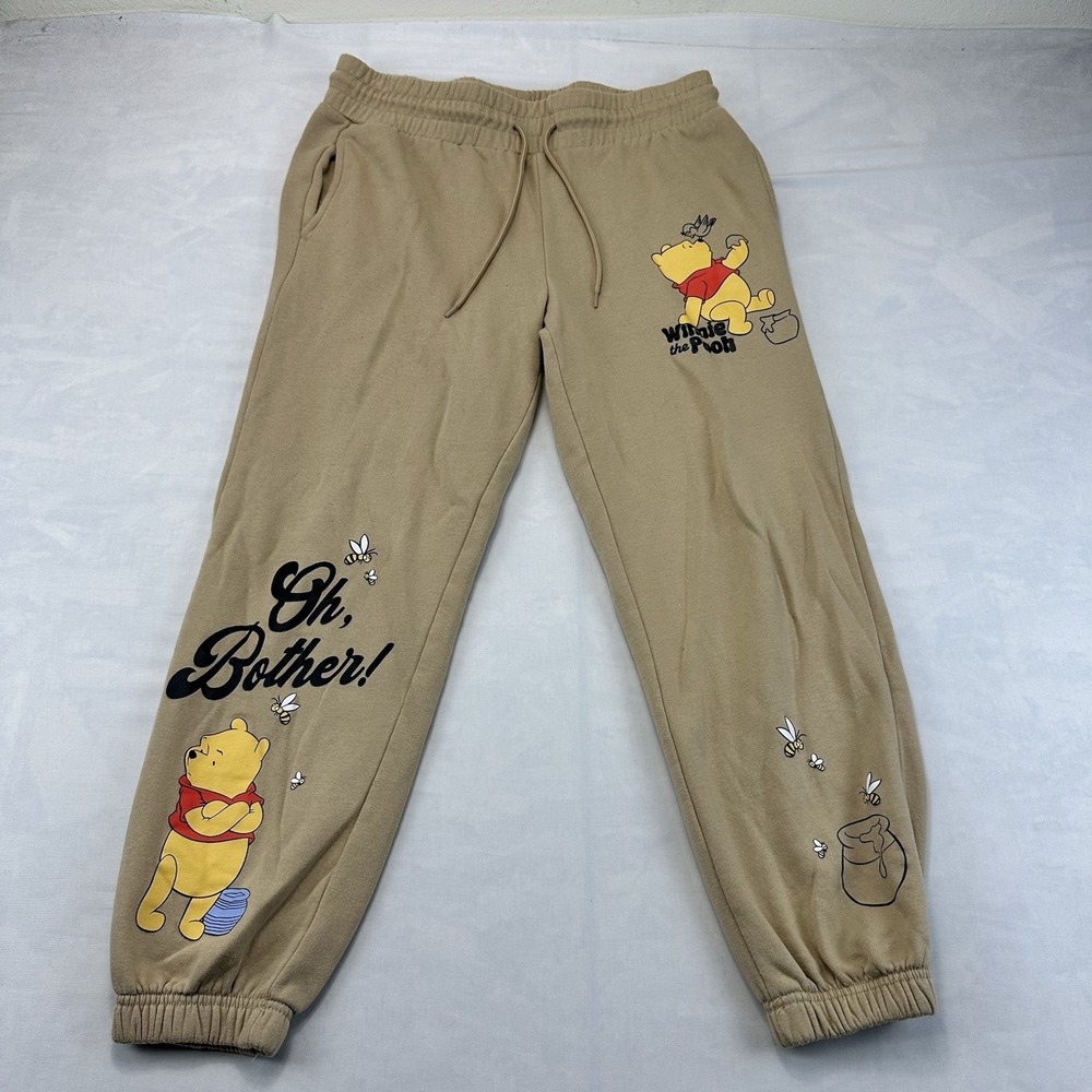Disney Winnie the Pooh Women's Medium Brown Graphic Jogger Sweatpants